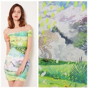 GUESS by J Balvin Collection Tropical Psychedelic Print Mini Dress Medium